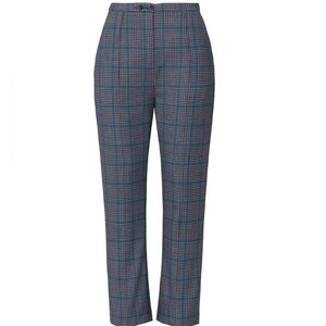 Jonathan Simkhai Glen Plaid High Buckle Back Trousers